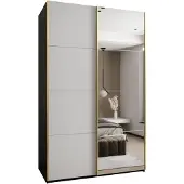 MEBLE KRYSPOL LUX 3 Schrank - 245,5x160x64cm - Schwarz, Weiß, Gold