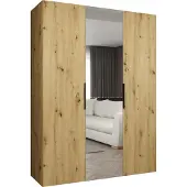 MEBLE KRYSPOL , Kleiderschrank, Schrank 150 cmx202x52, Artisan Eiche, Schwarz