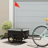 vidaXL Möbel Fahrradanhänger Schwarz und Grau 30 kg Eisen - Fahrradanhänger &44304