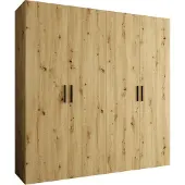 MEBLE KRYSPOL Schrank 200x202x52 cm mit Kleiderstange, 4xTür, BARI, Artisan-Eiche, Griff Schwarz