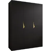 MEBLE KRYSPOL Schrank 150x202x52 cm mit Kleiderstange, 3xTür, SANDI, Schwarz, Griff Gold