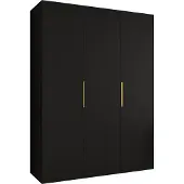MEBLE KRYSPOL , Kleiderschrank, Schrank 150 cmx202x52, Schwarz, Gold