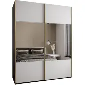 MEBLE KRYSPOL LUX 4 Schrank - 245,5x200x64cm - Schwarz, Weiß, Gold