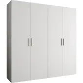 MEBLE KRYSPOL Schrank 200x202x52 cm mit Kleiderstange, 4xTür, BARI, Weiß, Griff Silber
