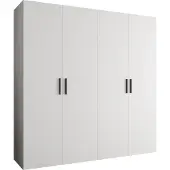MEBLE KRYSPOL Schrank 200x202x52 cm mit Kleiderstange, 4xTür, BARI, Weiß, Griff Schwarz