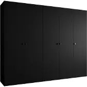 MEBLE KRYSPOL Schrank 250x202x52 cm mit Kleiderstange, 5xTür, PARMA, Schwarz, Griff Schwarz