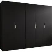MEBLE KRYSPOL Schrank 250x202x52 cm mit Kleiderstange, 5xTür, SANDI, Schwarz, Griff Kaschmir