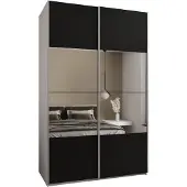 MEBLE KRYSPOL LUX 4 Schrank - 245,5x160x64cm - Weiß, Schwarz, Silber