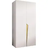 MEBLE KRYSPOL Schrank 100x202x52 cm mit Kleiderstange, 2xTür, PIANO, Weiß, Griff Gold