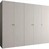 MEBLE KRYSPOL Schrank 250x202x52 cm mit Kleiderstange, 5xTür, PARMA, Kaschmir, Griff Gold
