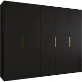 MEBLE KRYSPOL , Kleiderschrank, Schrank 250 cmx202x52, Schwarz, Gold