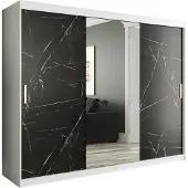 MEBLE KRYSPOL Schwebetürenschrank MARMUR T1 250, Kleiderschrank für Schlafzimmer, Modern Design