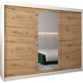 MEBLE KRYSPOL Promo 2250 Schlafzimmerschrank drei Schiebetüren - Mattweiß + Artisan