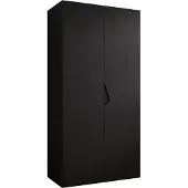 MEBLE KRYSPOL Schrank 100x202x52 cm mit Kleiderstange, 2xTür, SANDI, Schwarz, Griff Schwarz