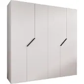 MEBLE KRYSPOL Schrank 200x202x52 cm mit Kleiderstange, 4xTür, ANDREW, Weiß, Griff Schwarz