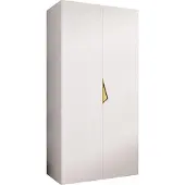 MEBLE KRYSPOL Schrank 100x202x52 cm mit Kleiderstange, 2xTür, SANDI, Weiß, Griff Gold