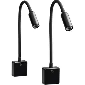 SEBSON 2x LED Steckdosenlampe dimmbar schwarz, Steckerlampe 4W flexibel Leselampe Leuchte