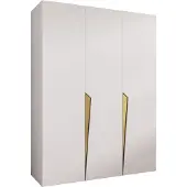 MEBLE KRYSPOL Schrank 150x202x52 cm mit Kleiderstange, 3xTür, PIANO, Weiß, Griff Gold