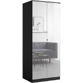 Mzm24 Drehtürenschrank mit Spiegel Monza 2D 80 Schwarz