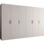 MEBLE KRYSPOL Schrank 300x202x52 cm mit Kleiderstange, 6xTür, BARI, Kaschmir, Griff Silber