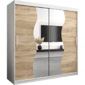 MEBLE KRYSPOL Kleiderschrank, Schiebetürenschrank Schlafzimmer, Schrank mit Spiegel MADRYT 200 cm