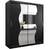 MEBLE KRYSPOL Kleiderschrank, Schiebetürenschrank Schlafzimmer, Schrank mit Spiegel MADRYT 180 cm