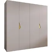 MEBLE KRYSPOL Schrank 200x202x52 cm mit Kleiderstange, 4xTür, SANDI, Kaschmir, Griff Gold