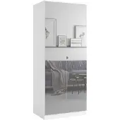Mzm24 Drehtürenschrank mit Spiegel Monza 2D 80 Weiß