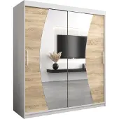 MEBLE KRYSPOL Kleiderschrank, Schiebetürenschrank Schlafzimmer, Schrank mit Spiegel WAVE 180 cm