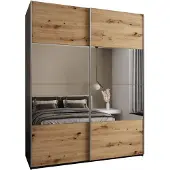 MEBLE KRYSPOL LUX 4 Schrank - 245,5x200x64cm - Schwarz, Artisan, Silber