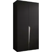 MEBLE KRYSPOL Schrank 100x202x52 cm mit Kleiderstange, 2xTür, PIANO, Schwarz, Griff Kaschmir