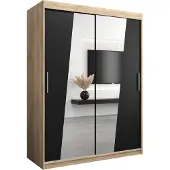 MEBLE KRYSPOL Kleiderschrank, Schiebetürenschrank Schlafzimmer, Schrank mit Spiegel RHOMB 150 cm