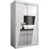 MEBLE KRYSPOL Kleiderschrank, Schiebetürenschrank Schlafzimmer, Schrank mit Spiegel RHOMB 120 cm