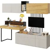 Furniture24 Wohnwand TEEN FLEX SET-02 für Jugendzimmer Kommode Schreibtisch Hängeschrank Led Licht