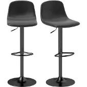 HOMCOM 2er-Set Barhocker, Barstühle mit Kunstlederbezug, drehbar, Schwarz