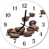 Tulup Glasuhr Wanduhr Küchenuhr Echt-Glas 30fi cm Kaffeebohnen braun