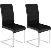 Woltu Esszimmerstühle 2er Set, Polsterstuhl, Kunstleder, Schwarz