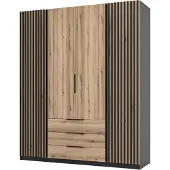 Masseno Drehtürenschrank CAGLIARI 200 cm Kleiderschrank Schlafzimmer Schrank 4-türig Schwarz