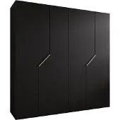 MEBLE KRYSPOL Schrank 200x202x52 cm mit Kleiderstange, 4xTür, ANDREW, Schwarz, Griff Kaschmir