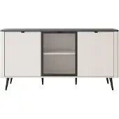 Lookway Kommode auf Füßen AUTUMN 2D1W mit Glasfront, Kaschmir / Grauer Stein