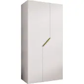 MEBLE KRYSPOL Schrank 100x202x52 cm mit Kleiderstange, 2xTür, ANDREW, Weiß, Griff Gold