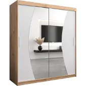 MEBLE KRYSPOL Kleiderschrank, Schiebetürenschrank Schlafzimmer, Schrank mit Spiegel WAVE 180 cm