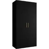MEBLE KRYSPOL Schrank 100x202x52 cm mit Kleiderstange, 2xTür, BARI, Schwarz, Griff Gold