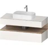 Duravit Collection One Konsolenwaschtischunterbau, 1 Auszug, 1 Schubkasten, Ausschnitt mittig, 1200x550x600mm, Nische Eiche Mamoriert, QA4732055840000, Farbe: Weiß Supermatt