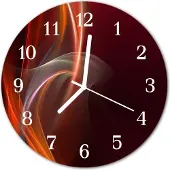 Tulup Glasuhr Wanduhr Küchenuhr Echt-Glas 30fi cm Abstrakte Linien rot orange