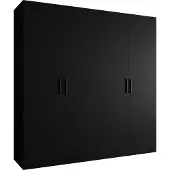 MEBLE KRYSPOL Schrank 200x202x52 cm mit Kleiderstange, 4xTür, BARI, Schwarz, Griff Schwarz
