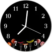 Tulup Glasuhr Wanduhr Küchenuhr Echt-Glas 30fi cm Gabel schwarz