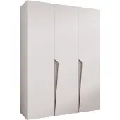 MEBLE KRYSPOL Schrank 150x202x52 cm mit Kleiderstange, 3xTür, PIANO, Weiß, Griff Kaschmir