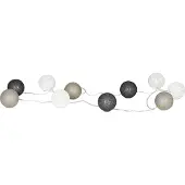Levandeo 10er Lichterkette LED Ø6cm Kugeln Girlande Lampions Baumwolle Grau Deko