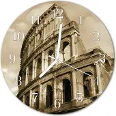 Tulup Glasuhr Wanduhr Küchenuhr Echt-Glas 30fi cm Kolosseum sepia